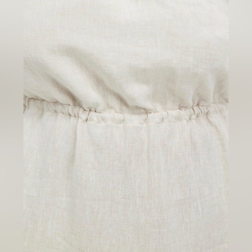 AERE Double Tie Back Short Sleeve Tier 100% Linen White Midi Dress Size 8 - Picture 5 of 11